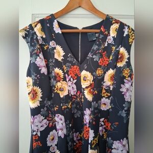 Floral Fit & Flare Dress | Sleeveless | Size 12 | Pockets | Vibrant Print